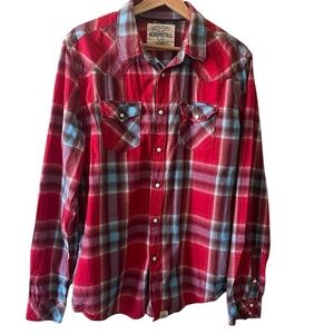 Aeropostale Red and Blue Checkered western pearl snap Shirt